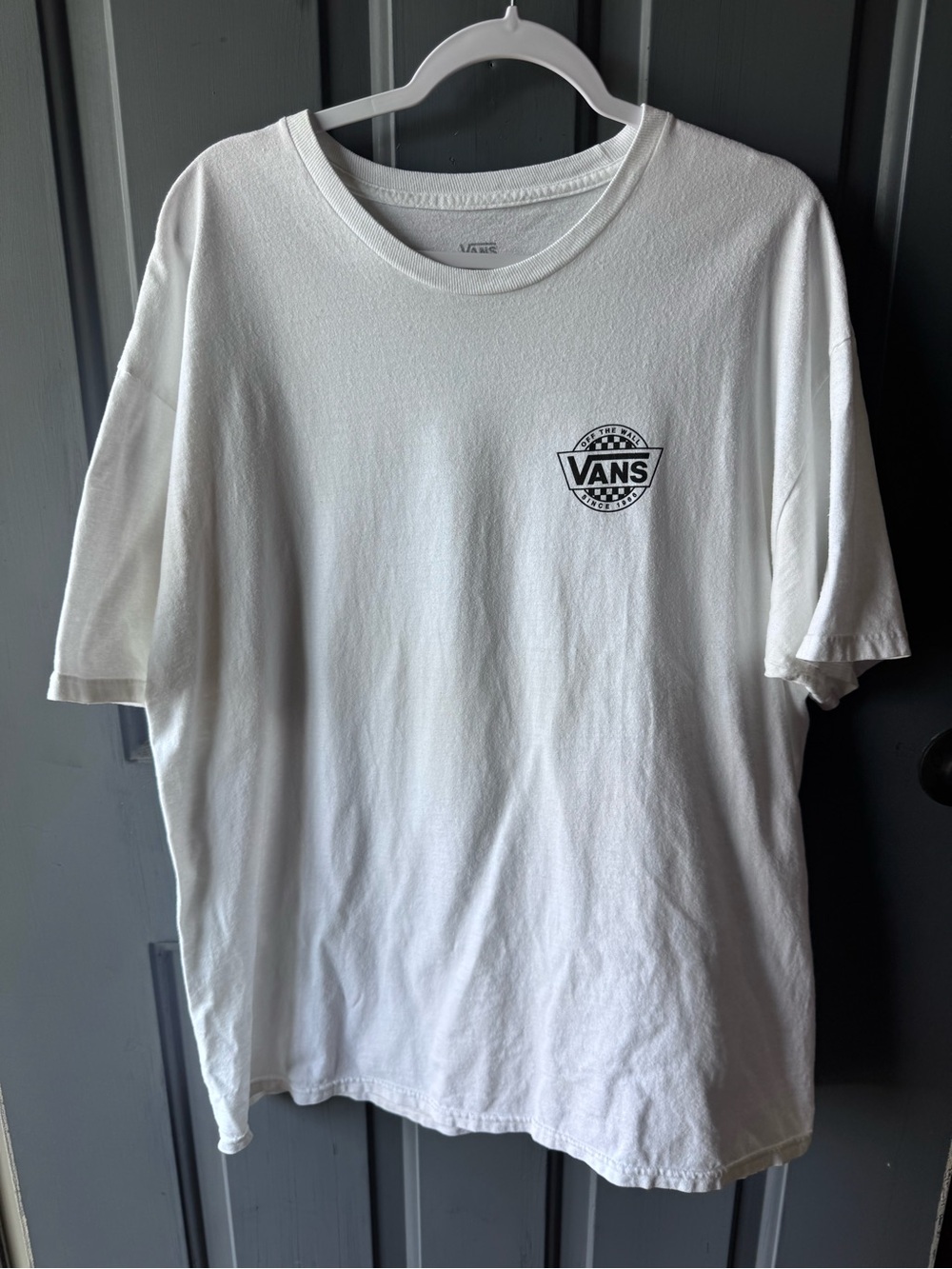 Vans White Short-Sleeve Tee with Black Chest Logo